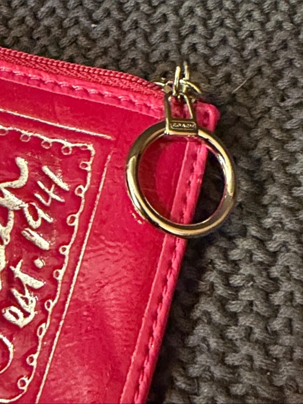Coach Poppy Patent Leather Zip Card Case - Bright Pink